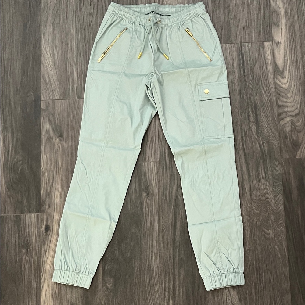 Jaanuu Mint Cargo Jogger Scrub Pants with Gold Accents